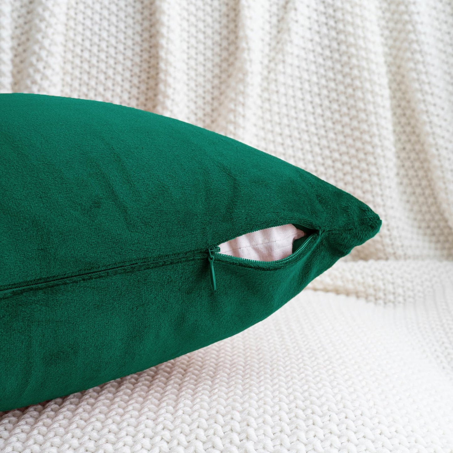 HWY 50 Dark Green Velvet Throw Pillow Covers 18x18 Inch, Pack of 2 Soft Cozy Solid Decorative Luxury Cushion Cases for Couch Sofa Bed Living Room Bedroom
