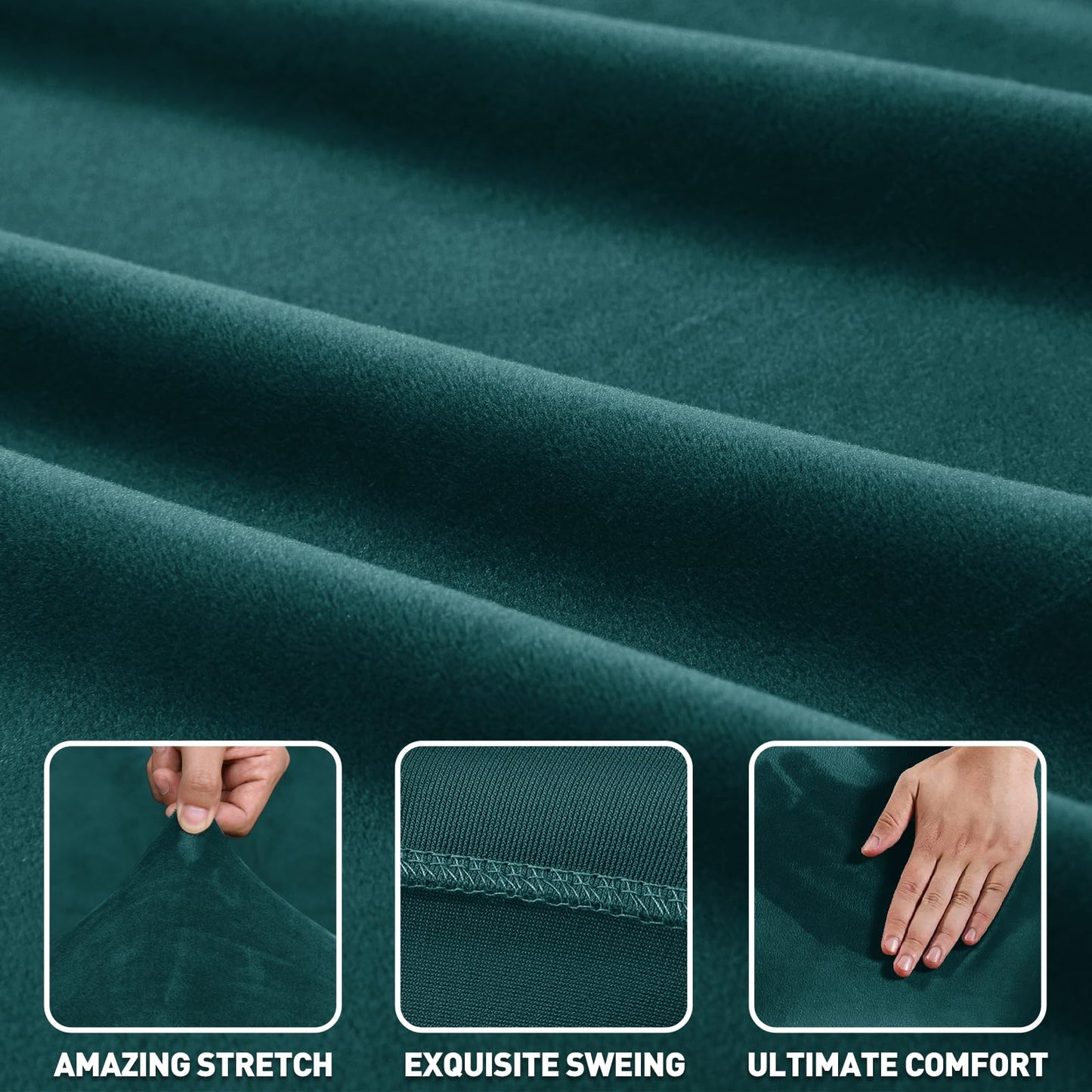 ZNSAYOTX 2026 Soft Velvet Sectional Couch Covers, Luxury Plush Slipcovers with Elastic Bottom for L Shape Sectional Sofa, 2 Pcs Pet Friendly Protector (3 Seat Couch + 2 Seat Chaise, Deep Teal)