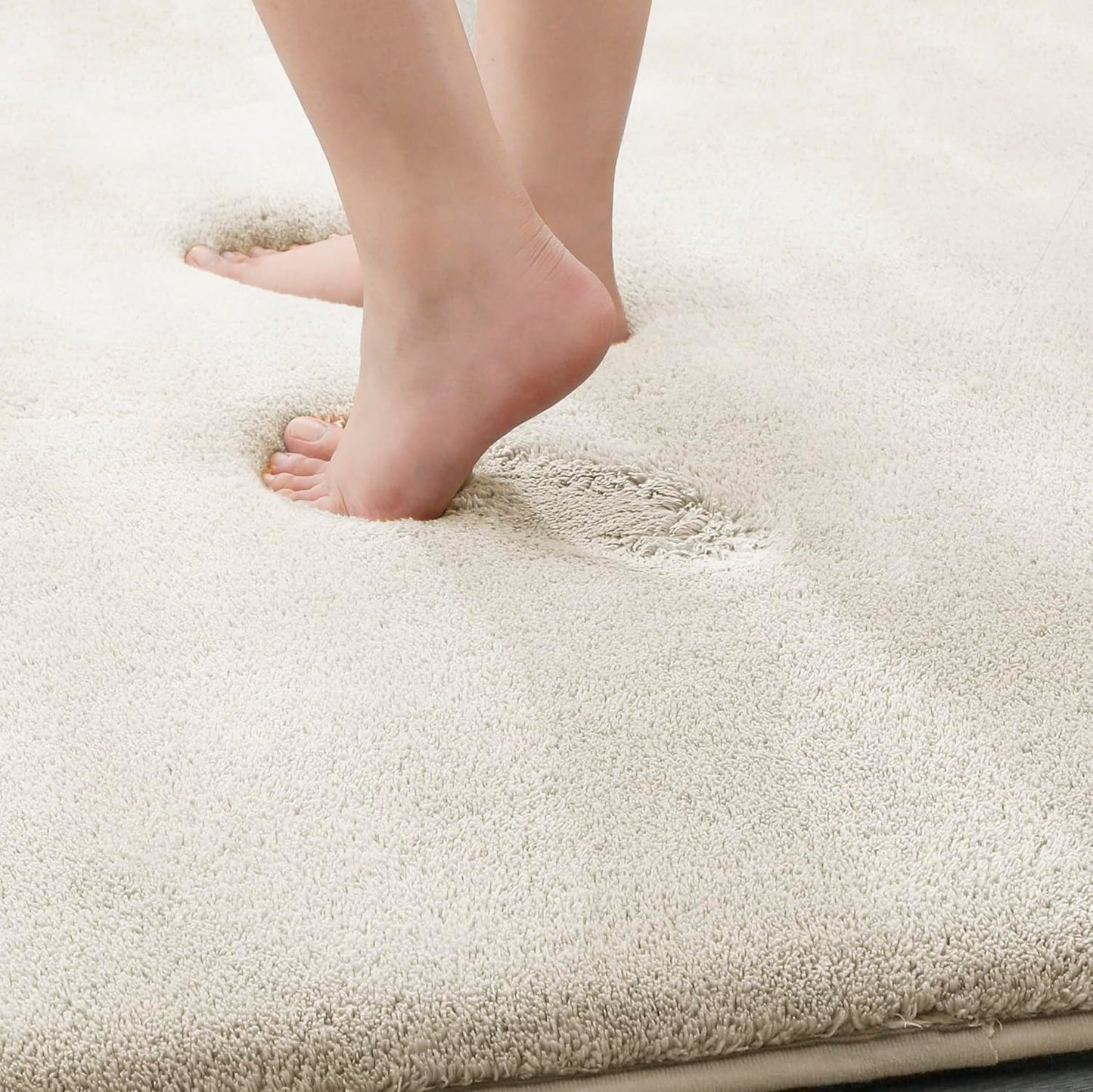 MINIDEAR Toilet Rugs 24x20 - U Shaped Beige Thick Memory Foam Contour Rugs,Ultra Soft & Plush Fluffy, Non-Slip, Quick Dry, Absorbent Washable Floor Microfiber Mat for Home Decor Accessories