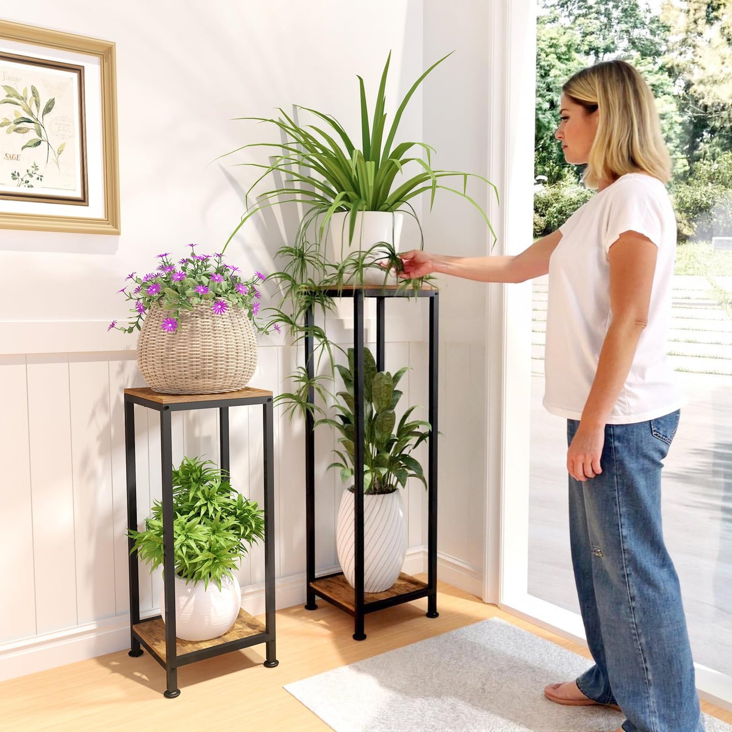 Lilybud--lily Plant Stand Indoor, 41'' Extra Tall Wood Plant Stands Heavy Duty Pedestal Stand for Indoor Outdoor, Modern Corner Flower Stand for Patio, Living Room, Balcony