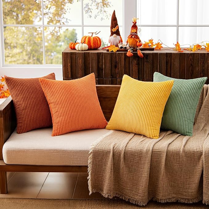 MIULEE Decorative Throw Pillow Covers 18x18 Inch Set of 4, Vibrant Cushion