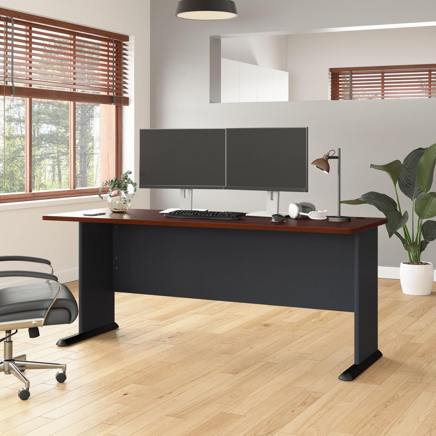 Bush Business Furniture Series A 72W Desk in Hansen Cherry and Galaxy, Large Workstation for Home or Professional Workspace, Desktop Solution for Office Use