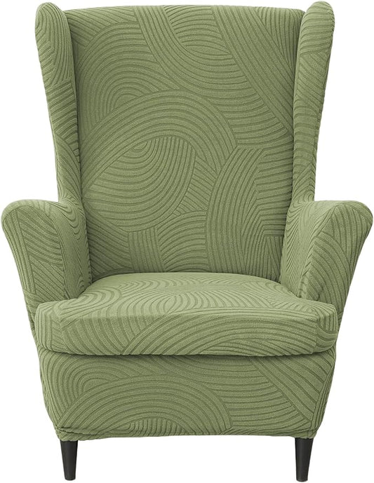 HAOYONG Wing Chair Slipcovers Printed Wingback Chair Covers 2 Pieces Wingback