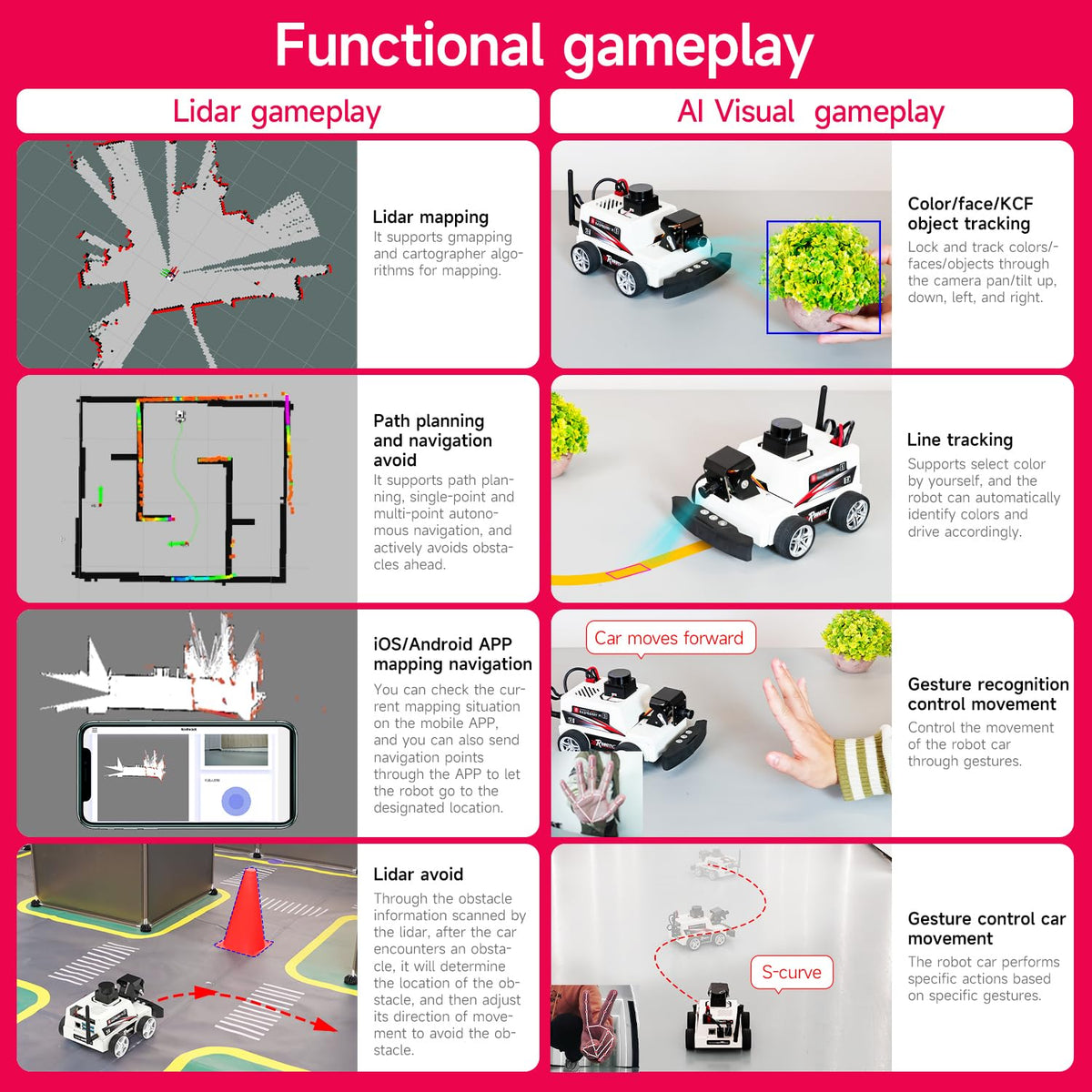 Yahboom AI Visual ROS2 Smart Robot Car Kit for Raspberry Pi 5 2DOF Carmer Autonomous Driving Lidar Stem Education Project for Teen Engineers Students (Without Raspberry Pi5)