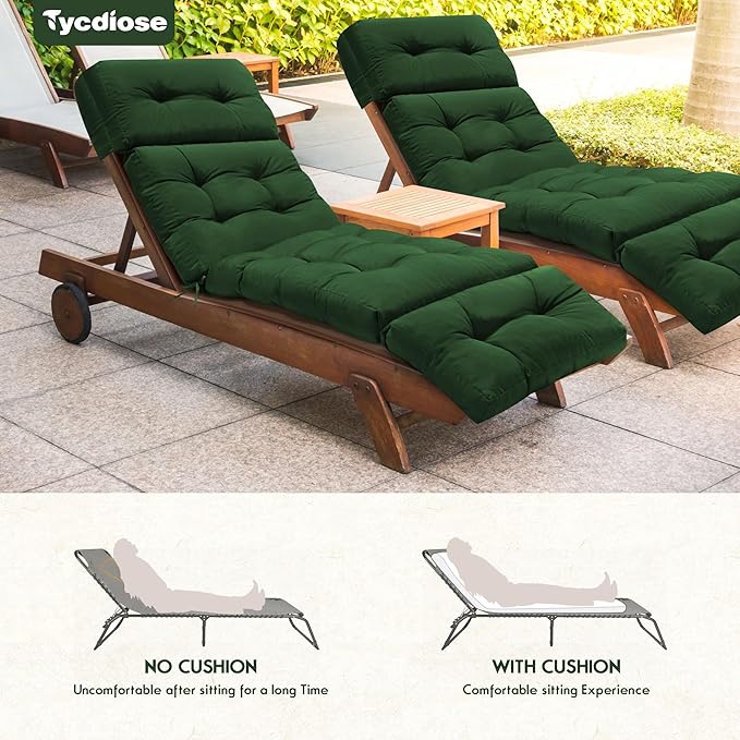 Outdoor Chaise Lounge Chair Cushion Waterproof 74.4 x 22 x 4.7 Inches Memory