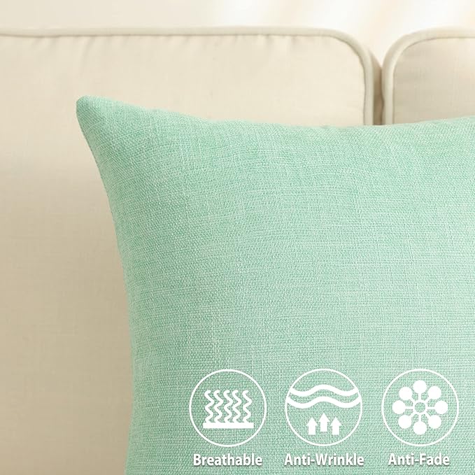 Stellhome Set of 2 Linen Throw Pillow Cover Square Spring Decorative Farmhouse