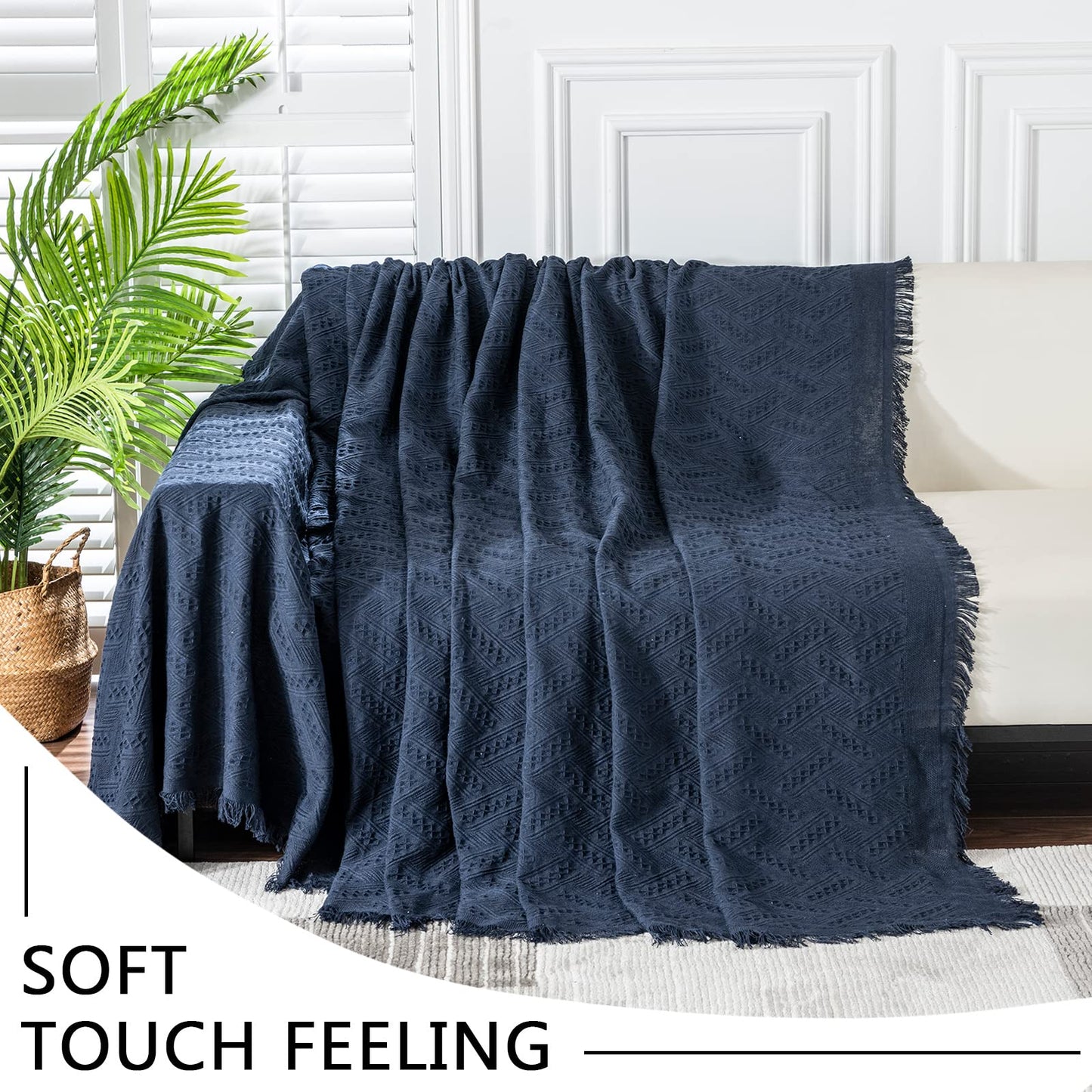 MEETSKY Sofa Cover - Couch Covers for 3 Cushion Sofa, Recliner & L Shape Sofa - Washable Thick Couch Protector (XX-Large: 91" x 134", Navy)