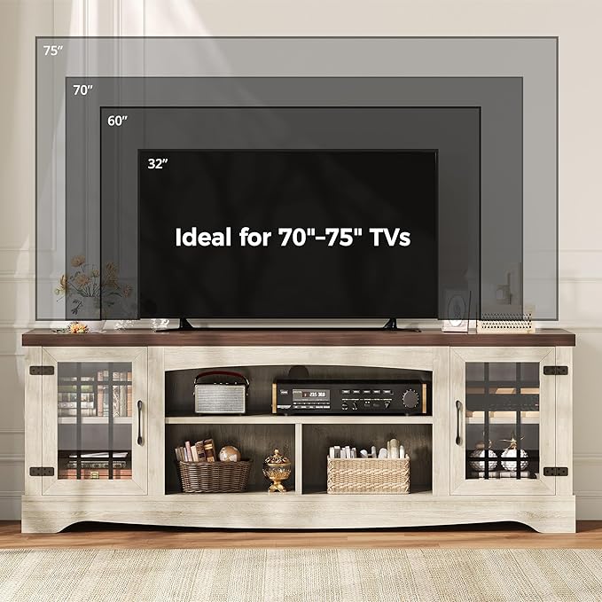 IRONCK Farmhouse TV Stand for 75 Inch TV, Rustic Entertainment Center