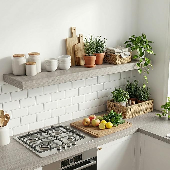 Dreamland Large Floating Shelves, 12 inch Deep Wall Shelves, Rustic Wood