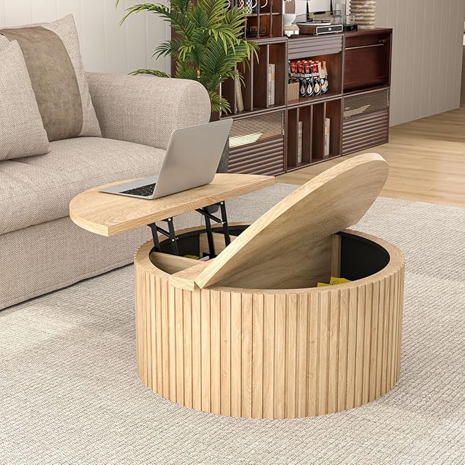 Fsbecl Fluted Lift Top Coffee Table