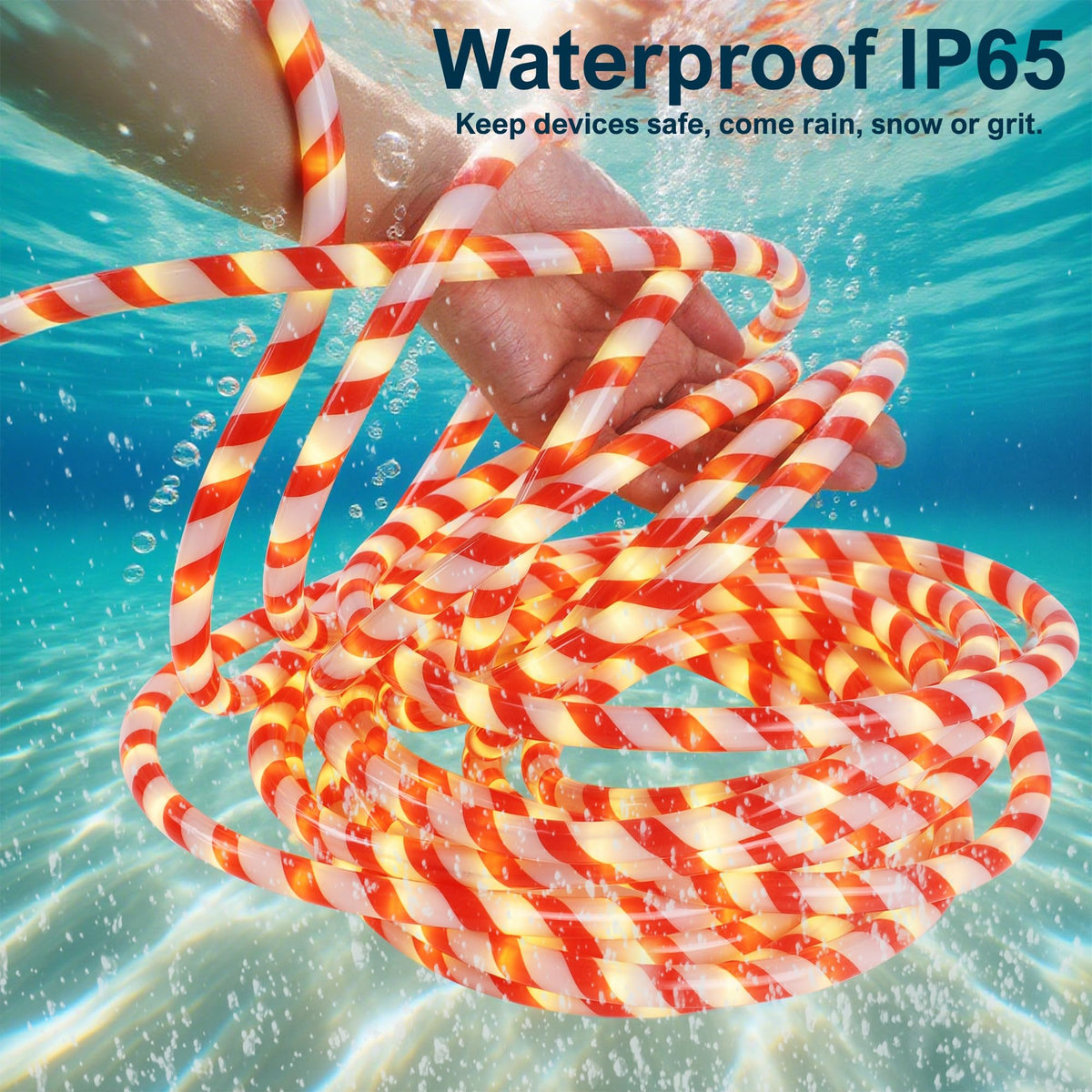 Watereem 360 LED Christmas Lights, 40 FT Candy Cane Rope Lights, Waterproof Xmas Tree Light, Connectable Tube Light Plug in for Indoor Outdoor Garden Yard Holiday Wedding Festival Party Decoration