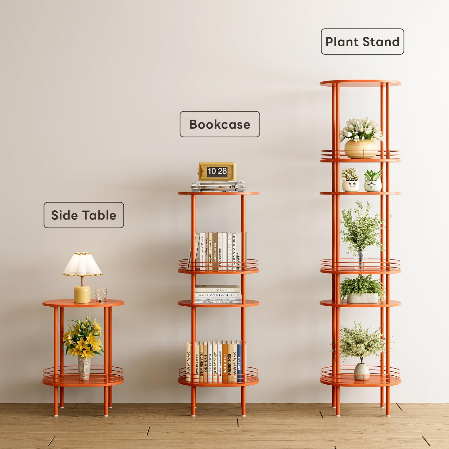 Small Modern Oval Side Table with Storage,2-Tier Side Tables Living Room,Sturdy Nightstand for Small Space - Living Room, Bedroom, Bathroom, Nursery,（1 PC,Orange）