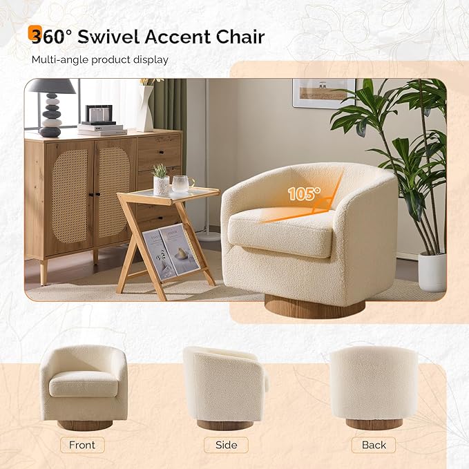 VINGLI 360°Swivel Accent Chair