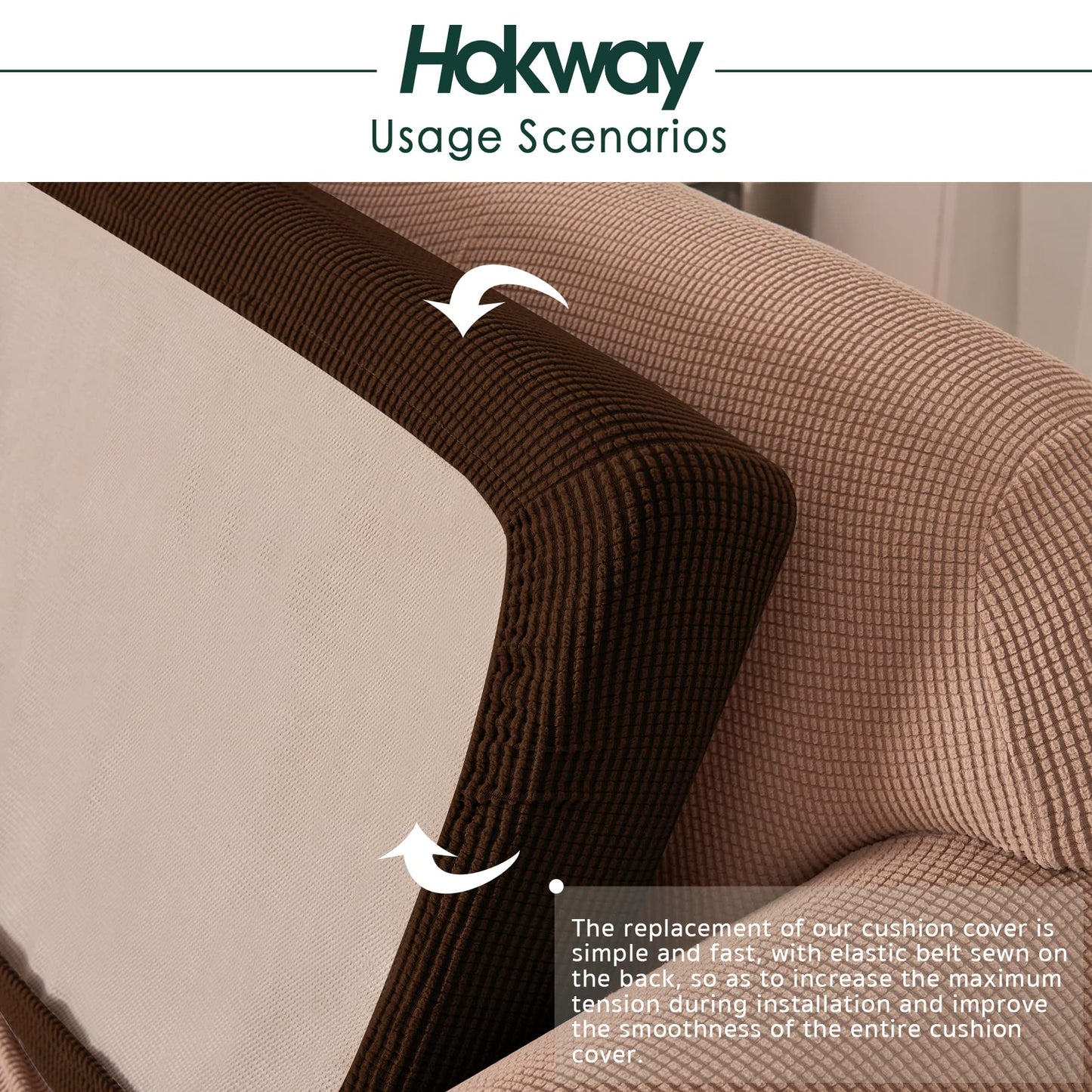 Hokway 3 Piece Couch Cushion Slipcovers Stretch Reversible Cushion Replacement Slipcovers Sofa Cushion Covers(Chocolate, 3)