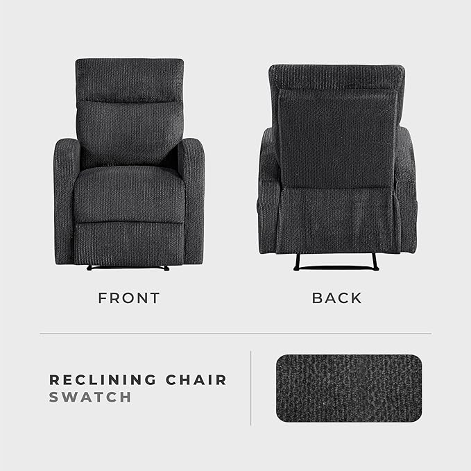 Lexicon Manual Recliner Chair, Textured Microfiber Reclining Chair, Wall Hugger