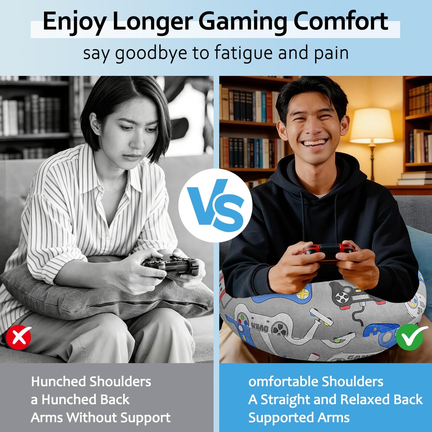 Crafting Pillow for Crocheting, Crochet Pillow for Lap Support, 12 Fun Print Styles, Ergonomic Arm Support, For Bed, Floor, Chair Comfort, Pain Relief and Fatigue for Gaming and Woking (Button)