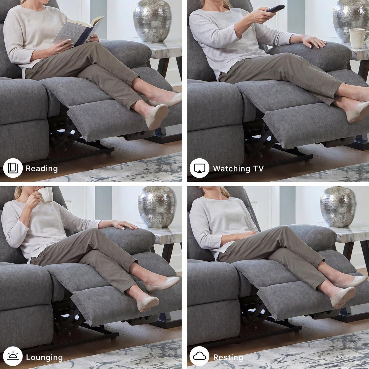 Signature Design by Ashley Yarrow Lane Classic Chenille Manual Pull Tab Reclining Loveseat, Gray