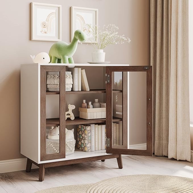 BELLEZE Modern Curio Cabinet, 3-Tiers Console Table, 31 Inch