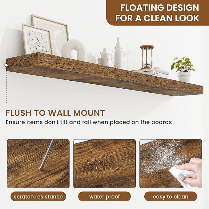 fuqing Floating Shelves for Wall, Wall Mounted Wood Floating Shelf