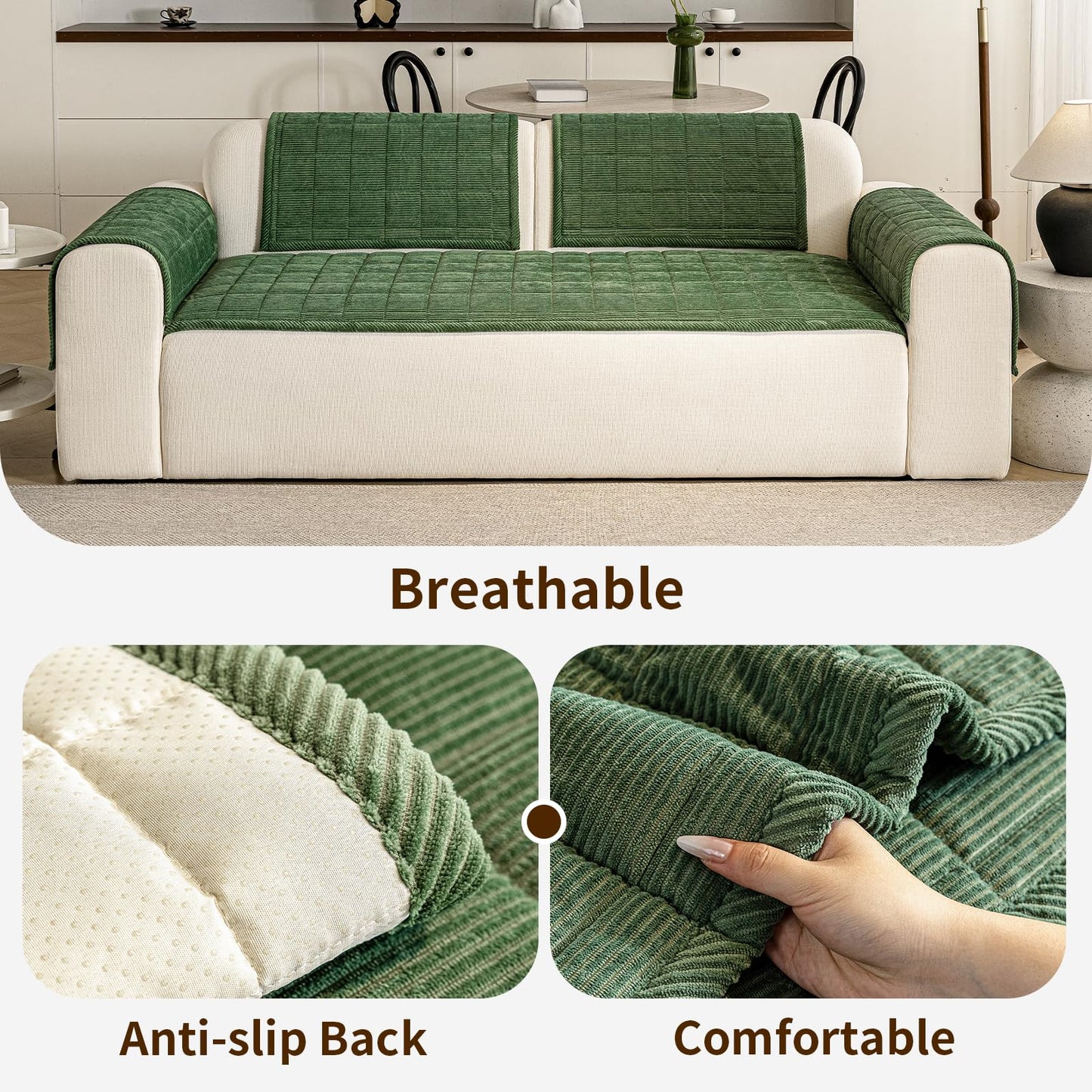 PJLZJFBY Couch Covers for Dogs Washable, 27.6"x82.7" Non Slip Couch Covers for Loveseat Sofa Pet Friendly, Soft Fuzzy Sofa Covers for Pet, Dog Couch Cover Furniture Protector(1PC,Green)