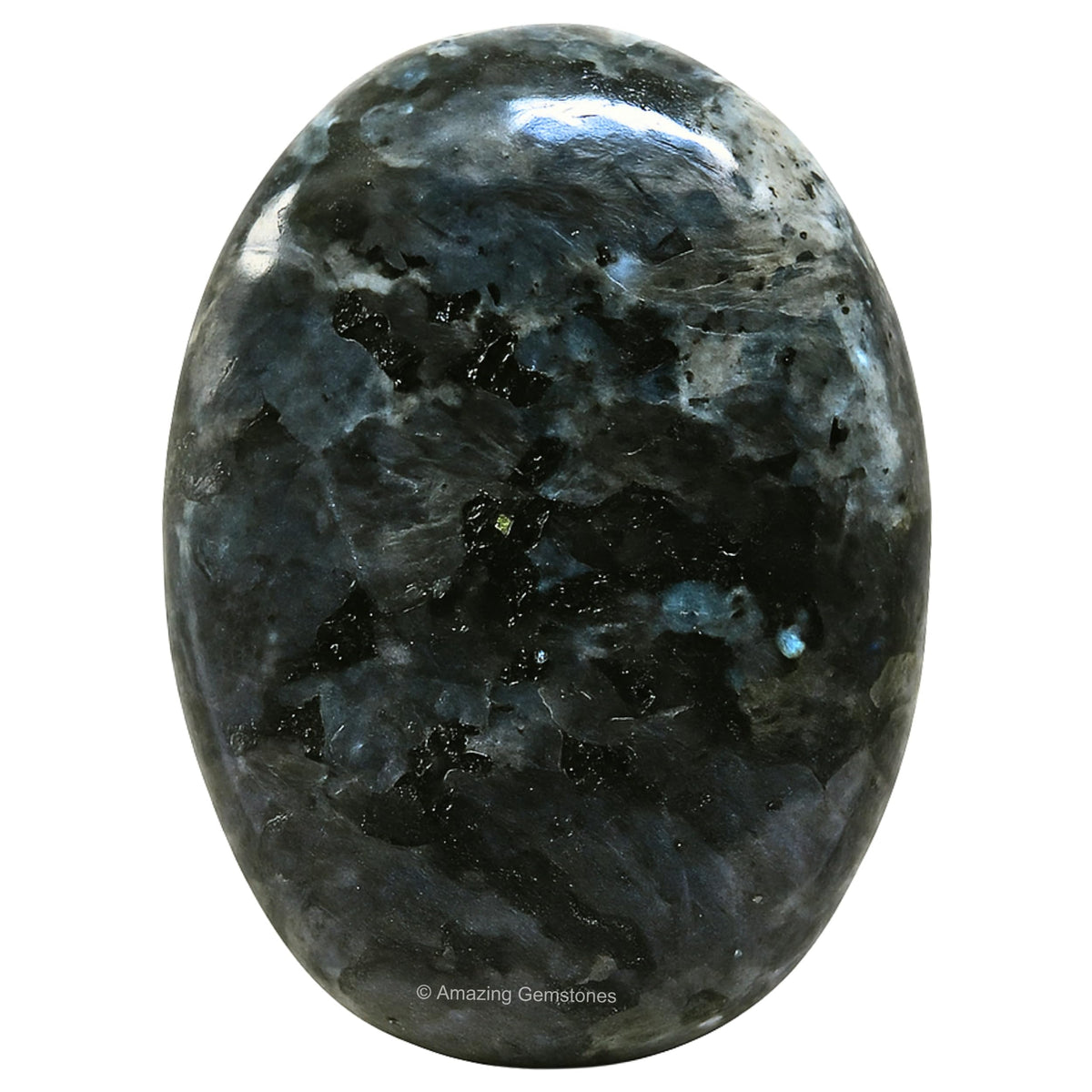 Amazing Gemstone Larvikite Crystals and Healing Stones - Large Palm Stone Crystals Piedra - Crystal for Good Luck, Balanced Positive Energy, Meditation - Unique Stocking Stuffers, Gifts for Women, Men