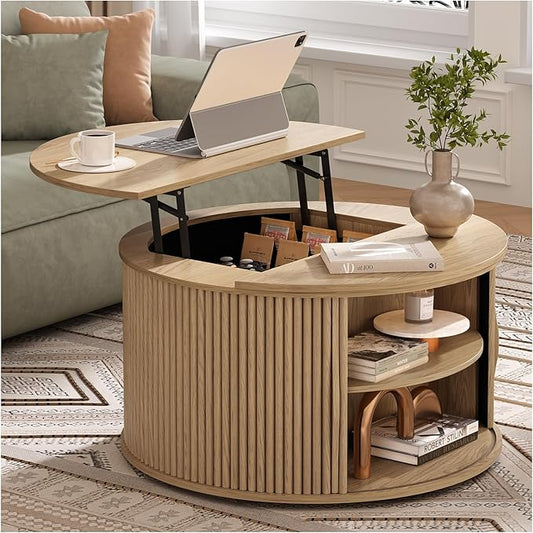 SULIVES Round Coffee Table