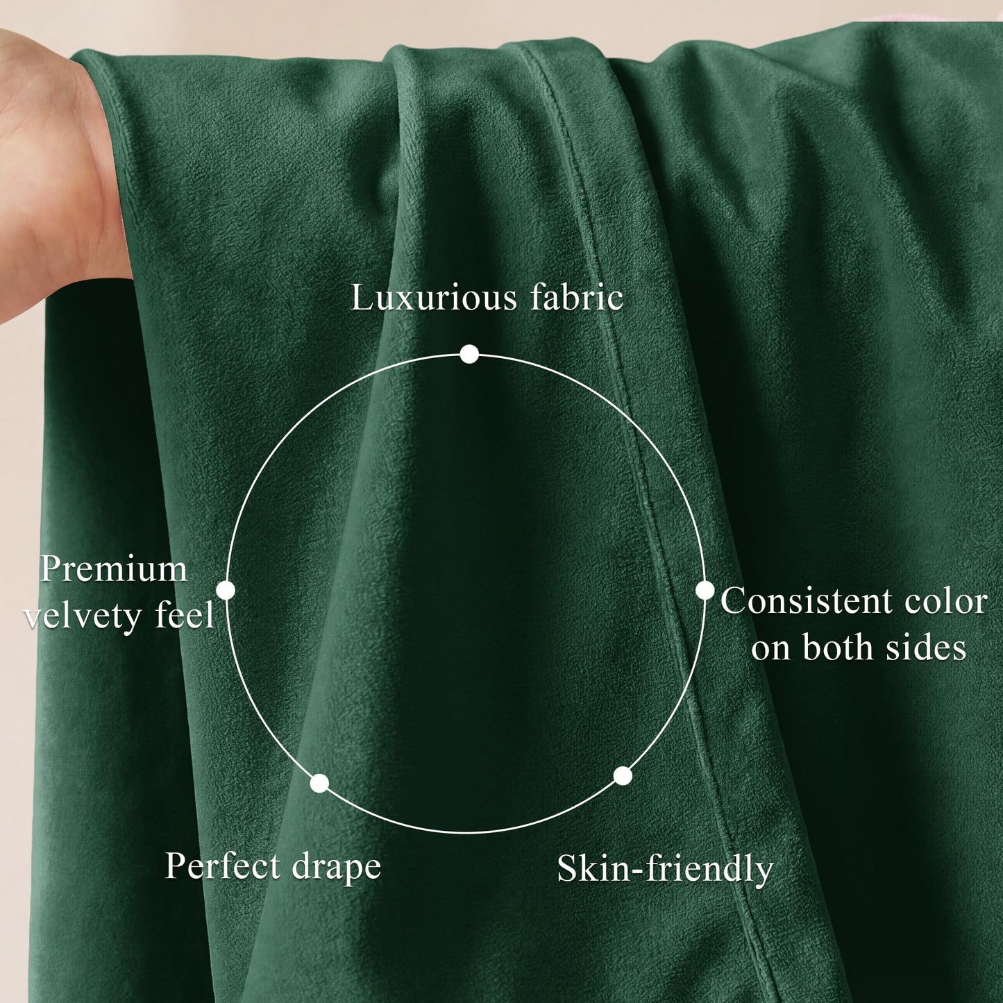 StangH Dark Green Velvet Curtains 108 - Extra Long Grommet Blackout Sliding Door Curtain Panels Privacy Assured Room Divider Curtains for Temporary Office/Shared Space, W52 x L108, 2 Panels