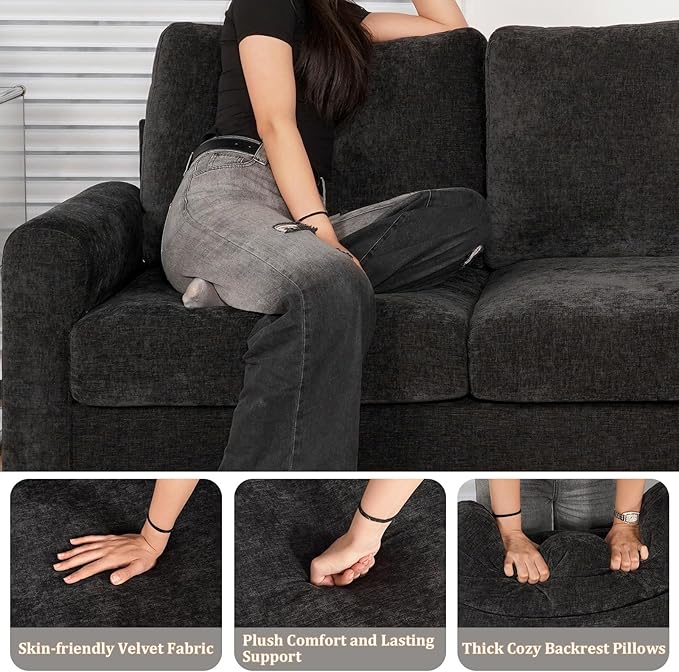 EASE MOOSE 70.6" Modern Deep Seat Loveseat Couch, Soft Chenille Sofa