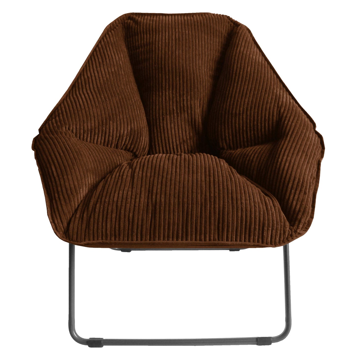 Zenithen Limited Foldable Portable Hexagon Metal Frame Folding Corduroy Soft Dish Chairs for Dorm Rooms, Bed Rooms, Gaming, and Living Room, Brown (Pack of 2)