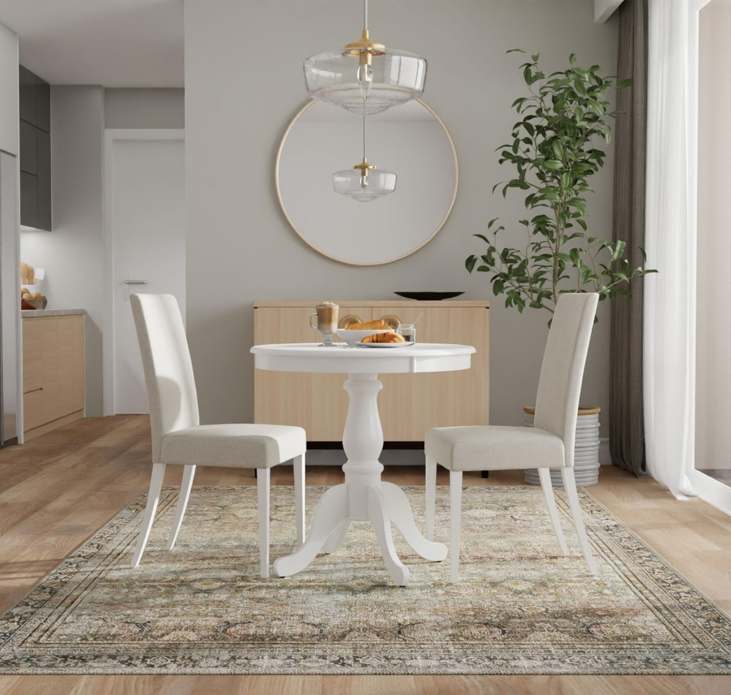 Carolina Chair & Table Fairview Round Dining Table – Classic American Style Furniture, Seats 2-4 Person Wooden Top Pedestal Base Table for Kitchen or Dining Room (Pure White, 30")