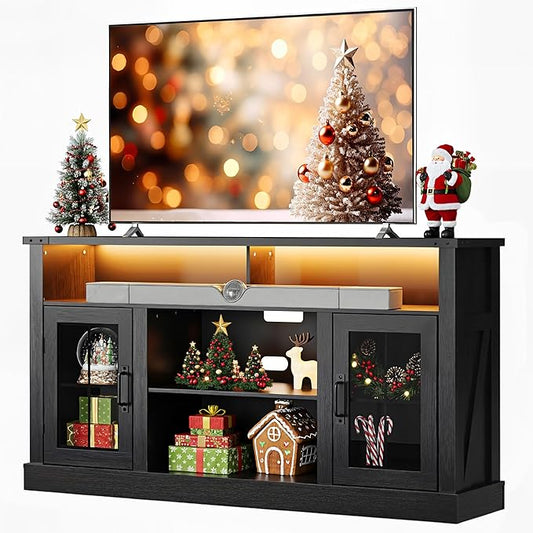 WLIVE Farmhouse TV Stand for 65 Inch TV, Tall Entertainment Center