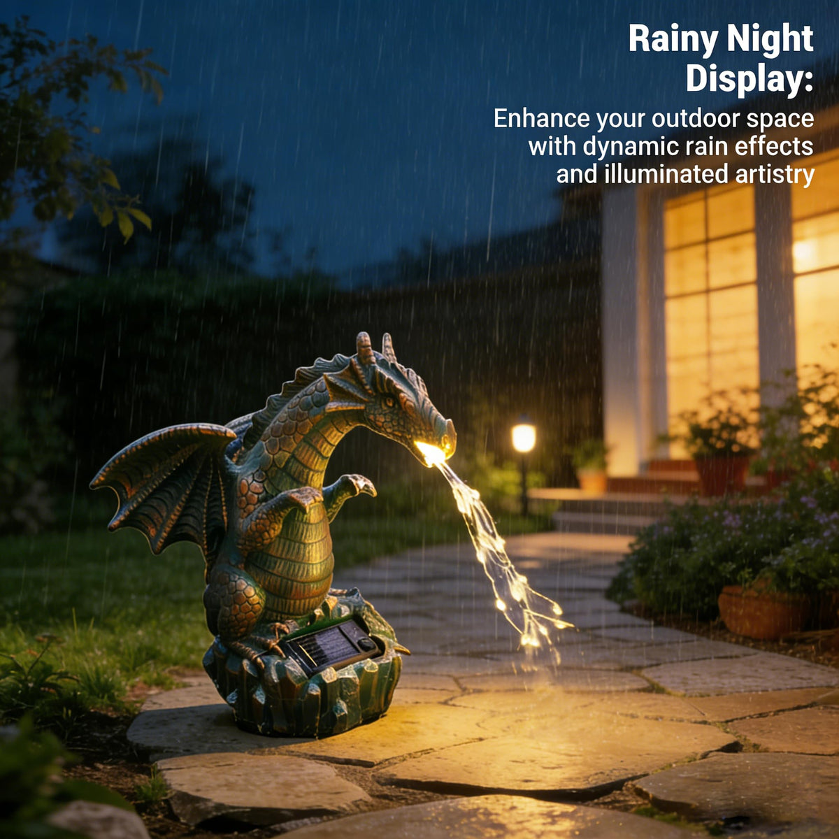JOYBEE Dragon Solar Garden Statues Outdoor Decoration with LED Light Strings,Dragon Figurine Solar Lights Lawn Décor,Outside Statue Ornament for Patio, Balcony, Yard,Unique Gifts for Mom Grandma