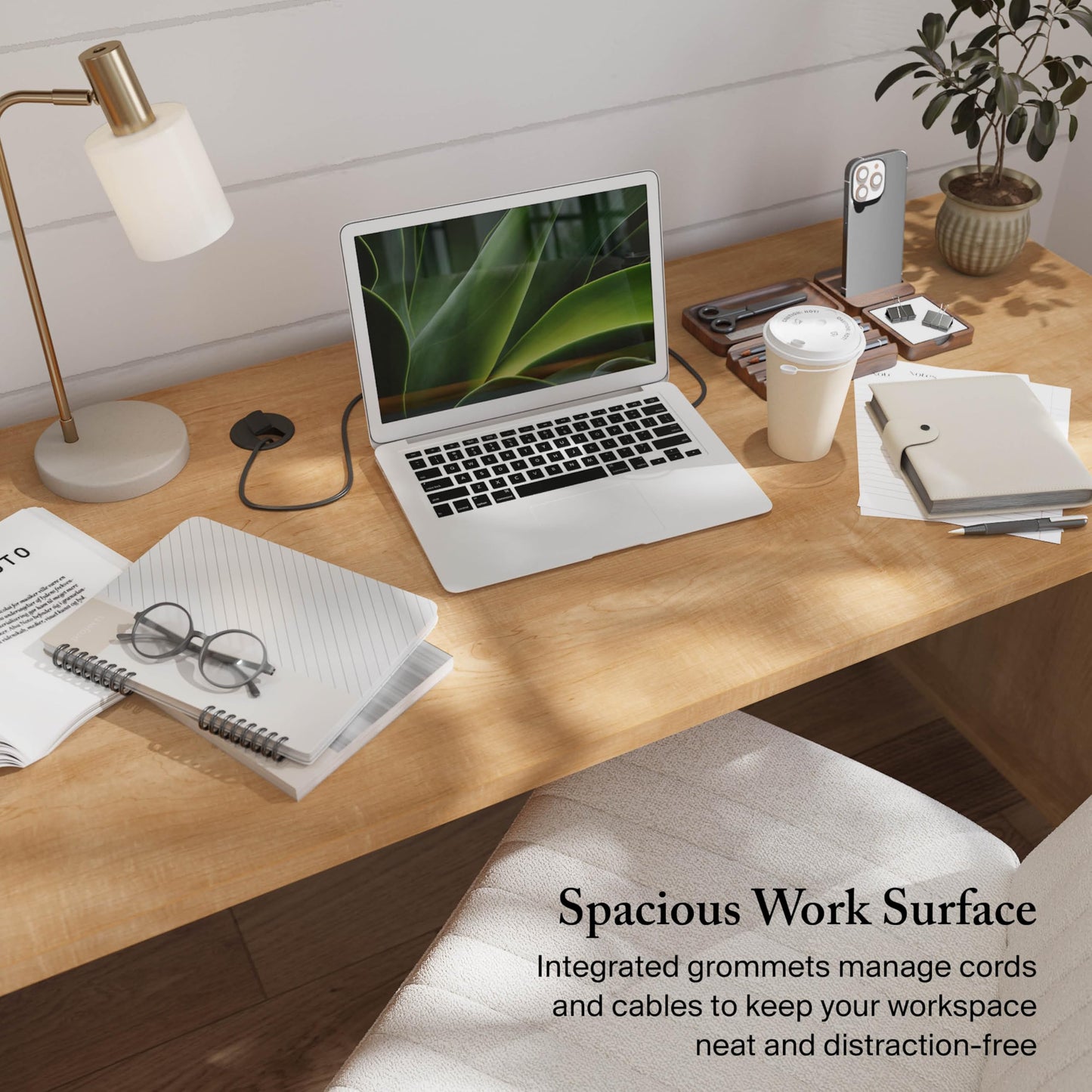 Bush Home 72-inch Home Office Desk with Drawers, Large Computer Table for Personal Workspace, Somerset Collection, Maple Cross
