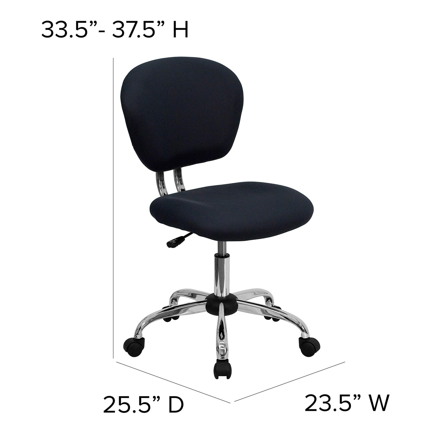 Flash Furniture Beverly Mid-Back Gray Mesh Padded Swivel Task Office Chair with Chrome Base