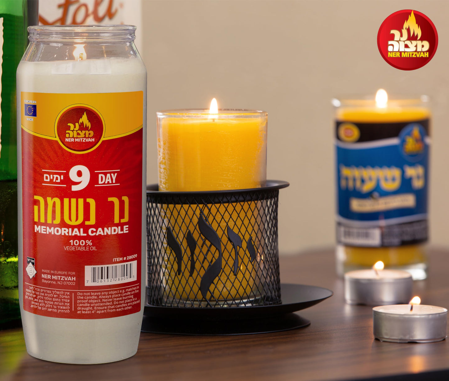 Ner Mitzvah 9 Day Yartzeit Candle - 20 Pack Kosher Yahrtzeit Memorial and Yom Kippur Candle in Plastic Holder