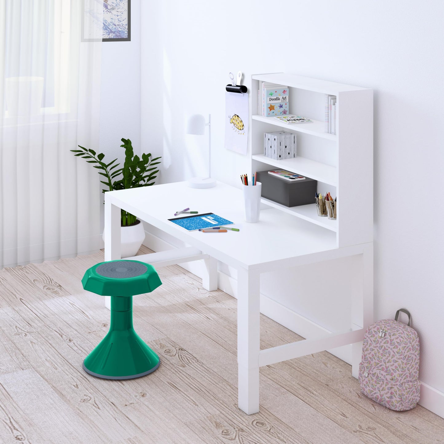 ECR4Kids ACE Active Core Engagement Wobble Stool, 15-Inch Seat Height, Flexible Seating, Green