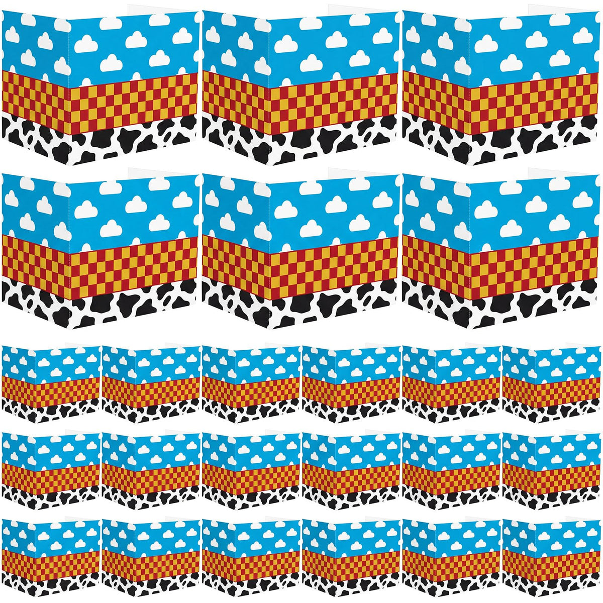 SATINIOR 24 Pcs Privacy Folders for Students, Desk Dividers for Classroom Testing, Trifold Cardboard Privacy Boards, Study Carrels Panel School Teacher Supplies(Cloud and Cow Style,White and Blue)