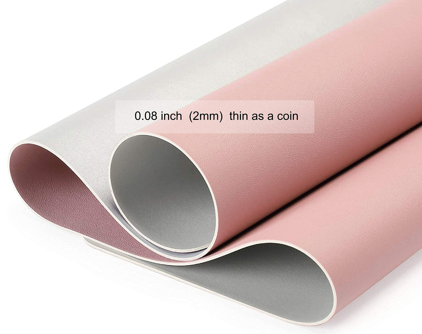 SUJAYU Dual Sided PU Leather Desk Pad, Mouse Pad, Office Desk Mat, Non-Slip Laptop Desk Pad, Waterproof Desk Writing Pad for Office and Home (23.6" x 11.8", Pink+Silver)