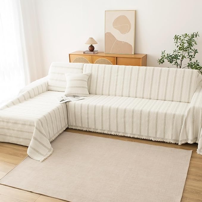 Boho Sofa Covers for 2 Cushion Couch, Chenille Sofa Slipcover for Pets Washable