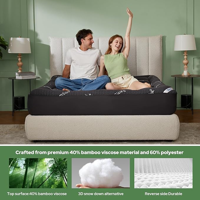 BEDLORE California King Mattress Topper Viscose Derived from Bamboo, Thick