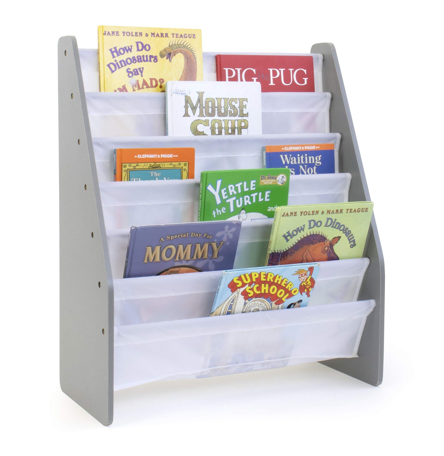 Humble Crew Kids Bookshelf, 6-Tier Front-Facing Book Display Organizer, Montessori Toddler Bookcase for Playroom, Bedroom & Reading Corner, Grey/White