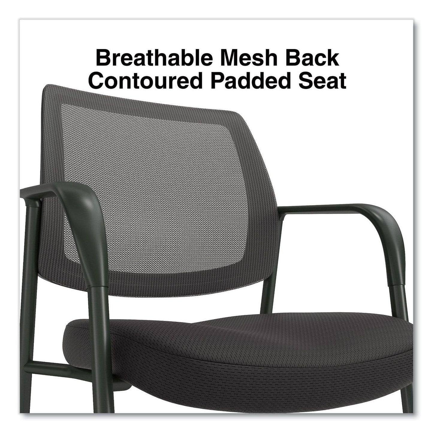 Alera Wessex Mesh Back Guest Arm Chair, Rolling Reception Chair, Black