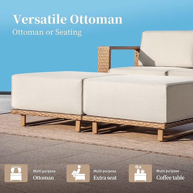 SUNSHINE VALLEY 7 Pieces Patio Furniture Set, Outdoor Wicker Conversation Set