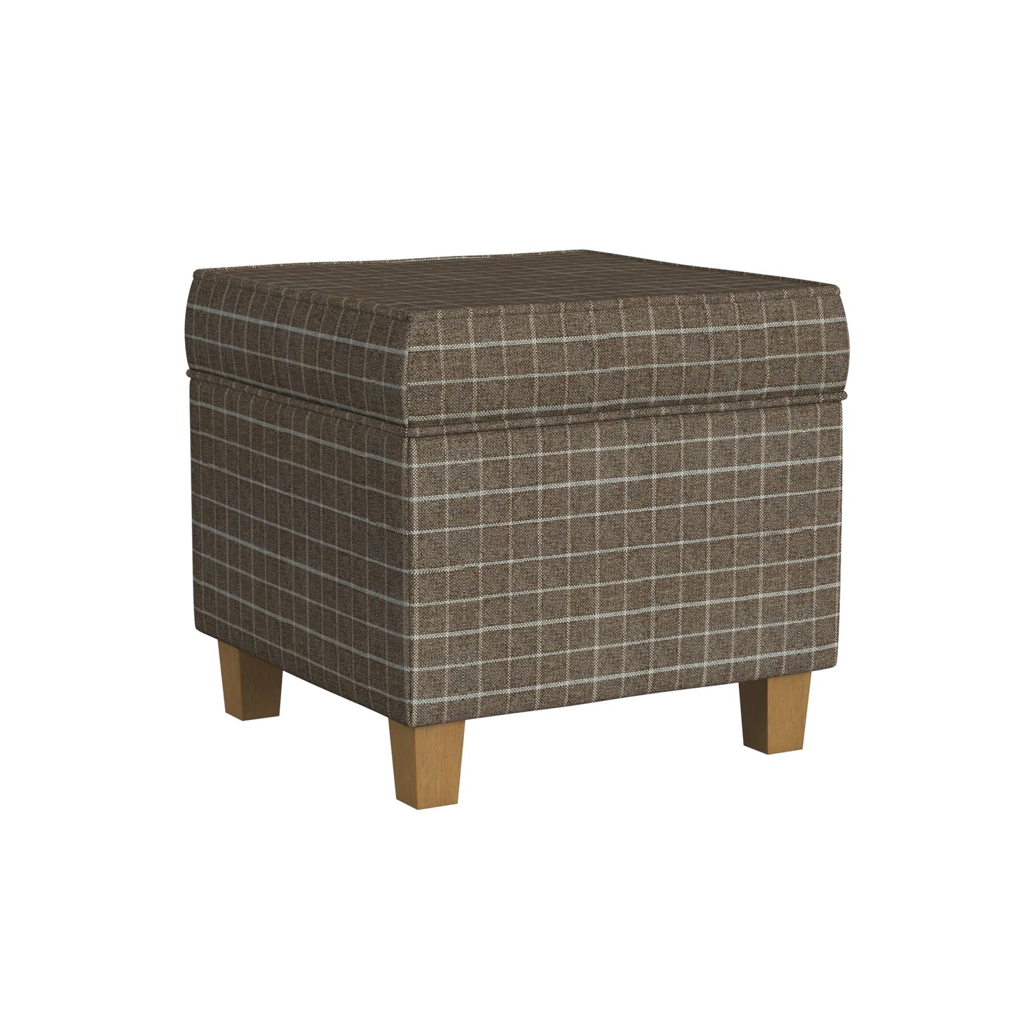 HomePop 18" Classic Square Storage Ottoman - Brown Windowpane