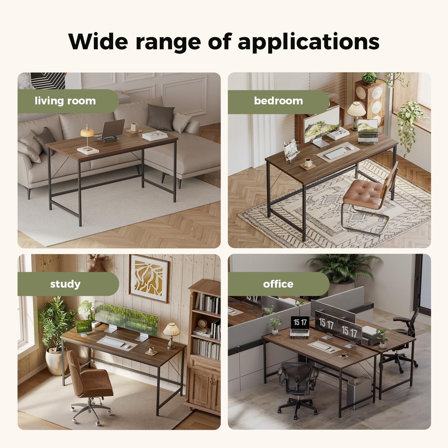 Mericonia 55 inch Computer Desk, Gaming Desk for Small Spaces, Modern Simple Style Table for Home Office, Study Student Writing Table