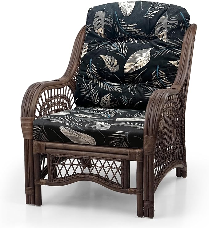 Malibu Lounge Set of 4: 2 Natural Rattan Wicker Chairs, Three-Seater Sofa and