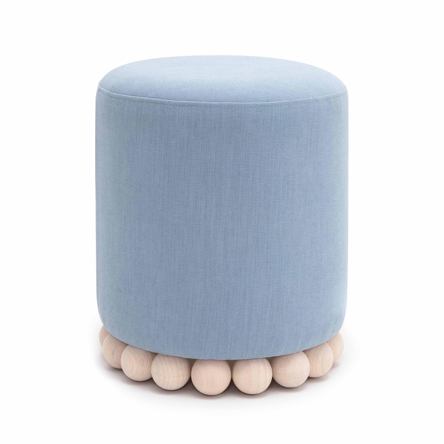 Tov Furniture Dex Faded Blue Upcycled Fabric Ottoman