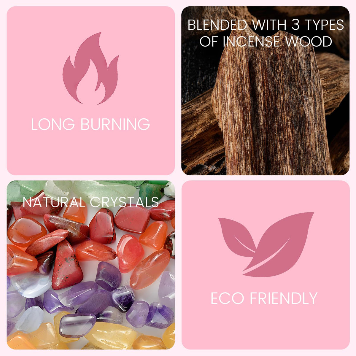 Attract Love & Nurture Self | Incense Sticks Crystal Holder Kit | Rose Quartz Gem Stones with 80 Natural Sticks Palo Santo Incense-Stick | Home,Healing,Reiki,Meditation,Yoga & Relaxation
