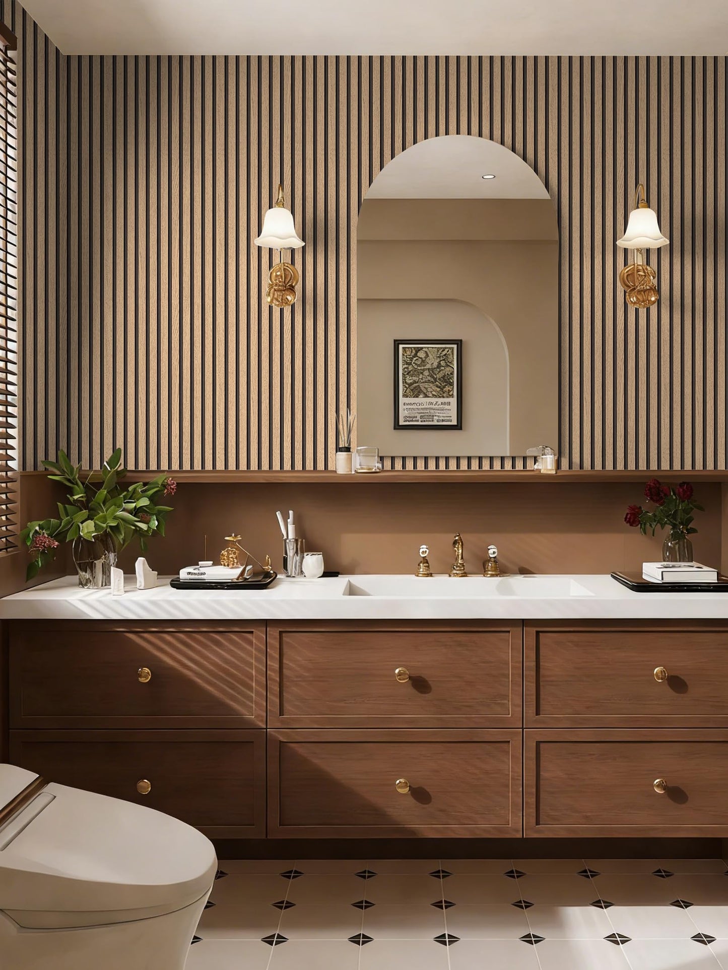 myforHD Wallpaper Peel and Stick Wood Grating Stripe Self-Adhesive Wallpaper Faux Wood Contact Paper Wood Slats Self Adhesive Wall Paper PVC Vinyl Film Removable Waterproof 17.3" x 118"