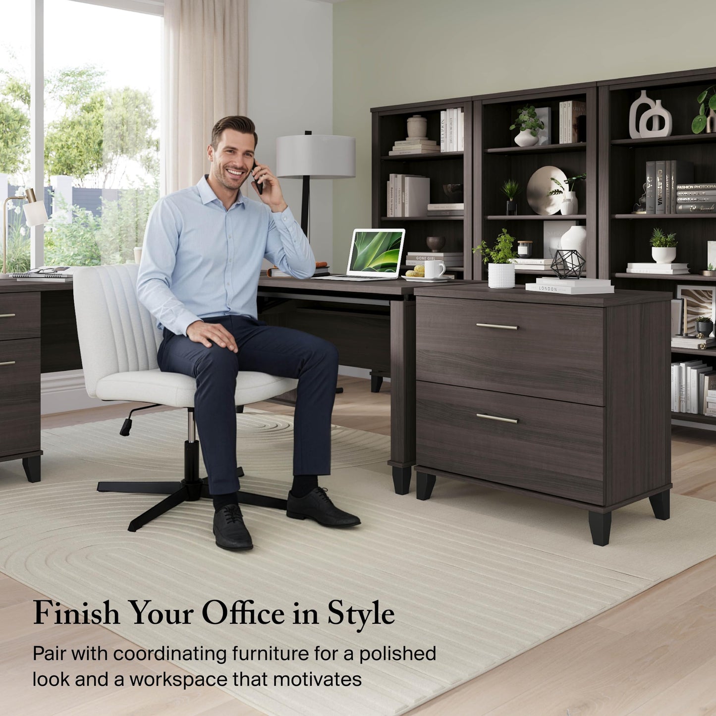 Bush Home 2 Drawer Lateral File Cabinet, Letter and Legal-Size Document Storage for Home or Professional Office, Somerset Collection, Storm Gray